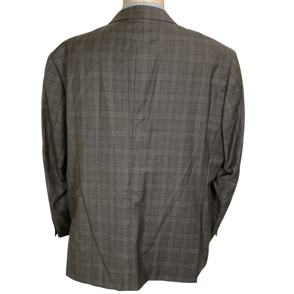 Pronto Uomo Platinum Suit Men 50R Gray Plaid 2 Button Wool Sport‎ Jacket